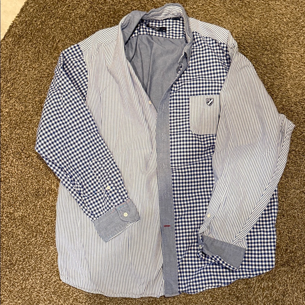 Daniel Cremieux Blue Checkered and Striped Shirt Jacket